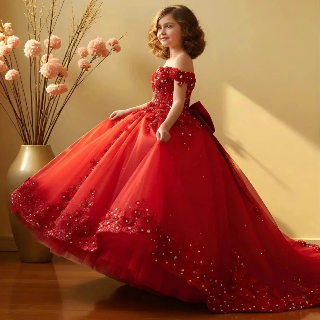 Customized Red Flower Girl Dress Tulle Floral Appliques With Bow For Wedding Birthday Prom Party Evening Banquet Princess Gown
Customized Red Flower Girl Dress Tulle Floral Appliques With Bow For Wedding Birthday Prom Party Evening Banquet Princess Gown