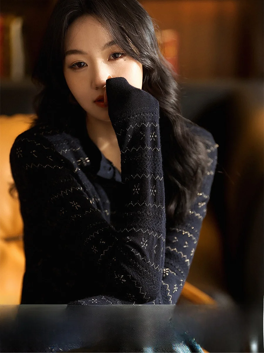 Elegant round Neck Knitted Open Cardigan Women's Cashmere Wool Yangzhou Silk Pick Hole Design Soft Long Sleeve Spring Fashion
Elegant round Neck Knitted Open Cardigan Women's Cashmere Wool Yangzhou Silk Pick Hole Design Soft Long Sleeve Spring Fashion