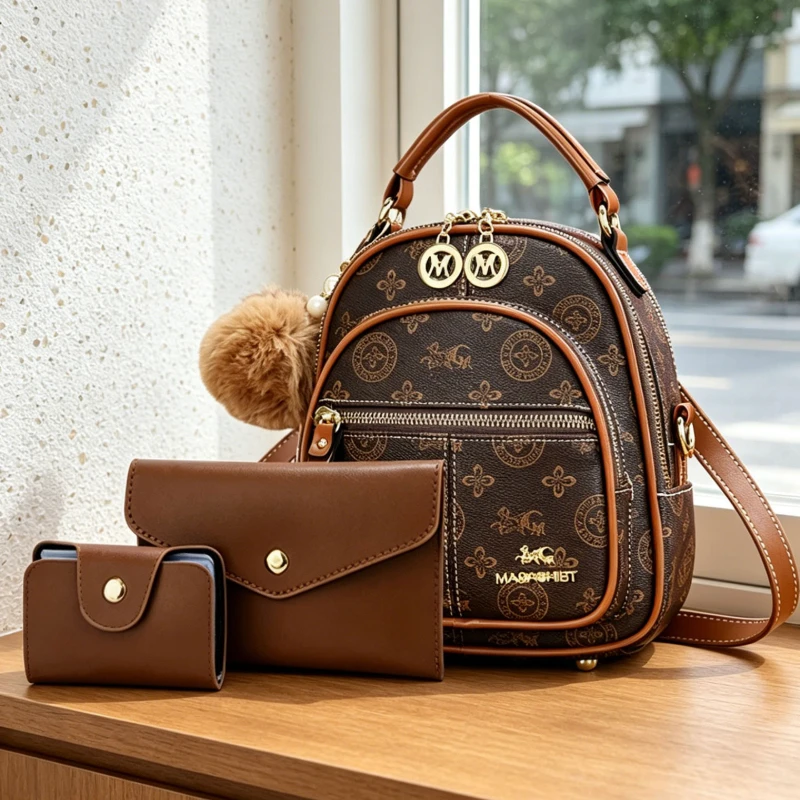 3-piece women's bag set, lightweight luxury printed mini backpack for ladies with four carrying ways: shoulder, crossbody
3-piece women's bag set, lightweight luxury printed mini backpack for ladies with four carrying ways: shoulder, crossbody