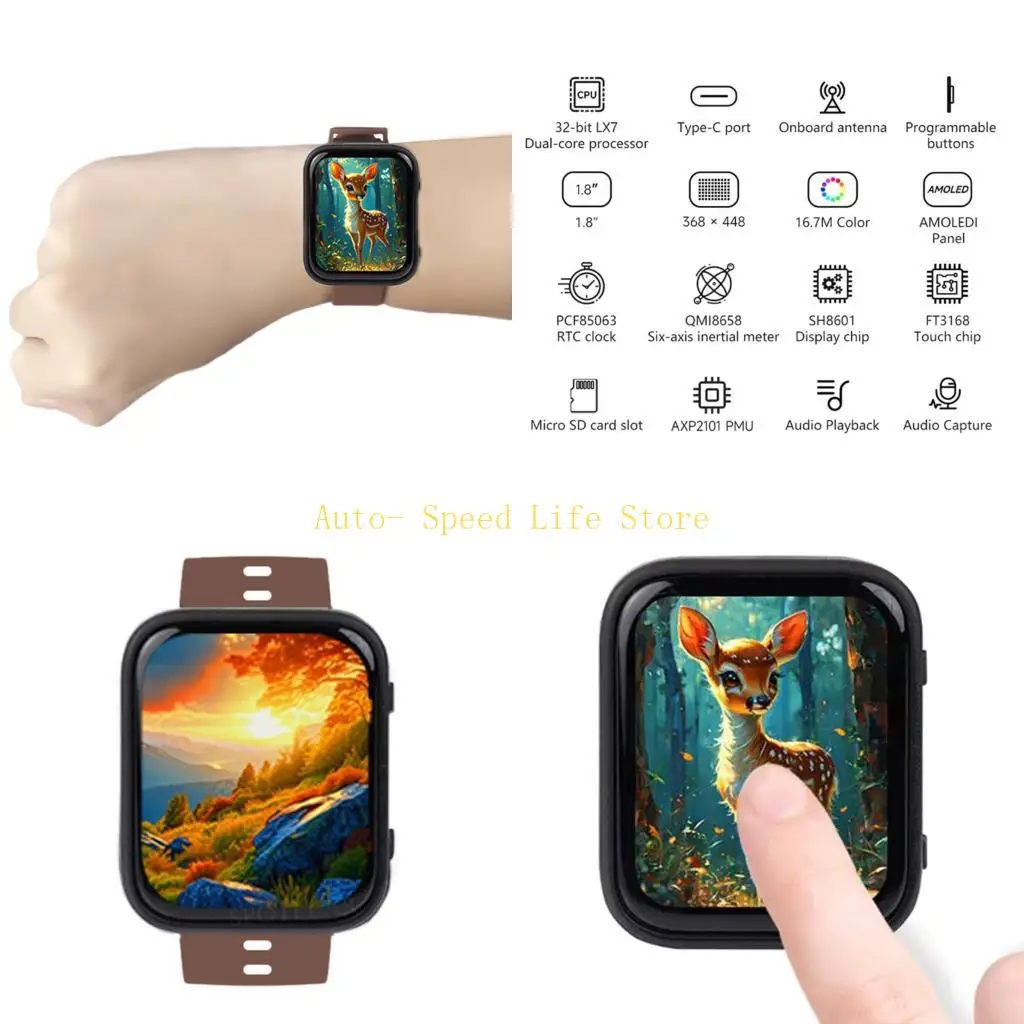 02DA Светодиодные часы с 1,8 -дюймовым светодиодным дисплеем 368x448 Touchable Ecrece QMI8658 AI Voice Chat Programmable Watch
02DA Светодиодные часы с 1,8 -дюймовым светодиодным дисплеем 368x448 Touchable Ecrece QMI8658 AI Voice Chat Programmable Watch
