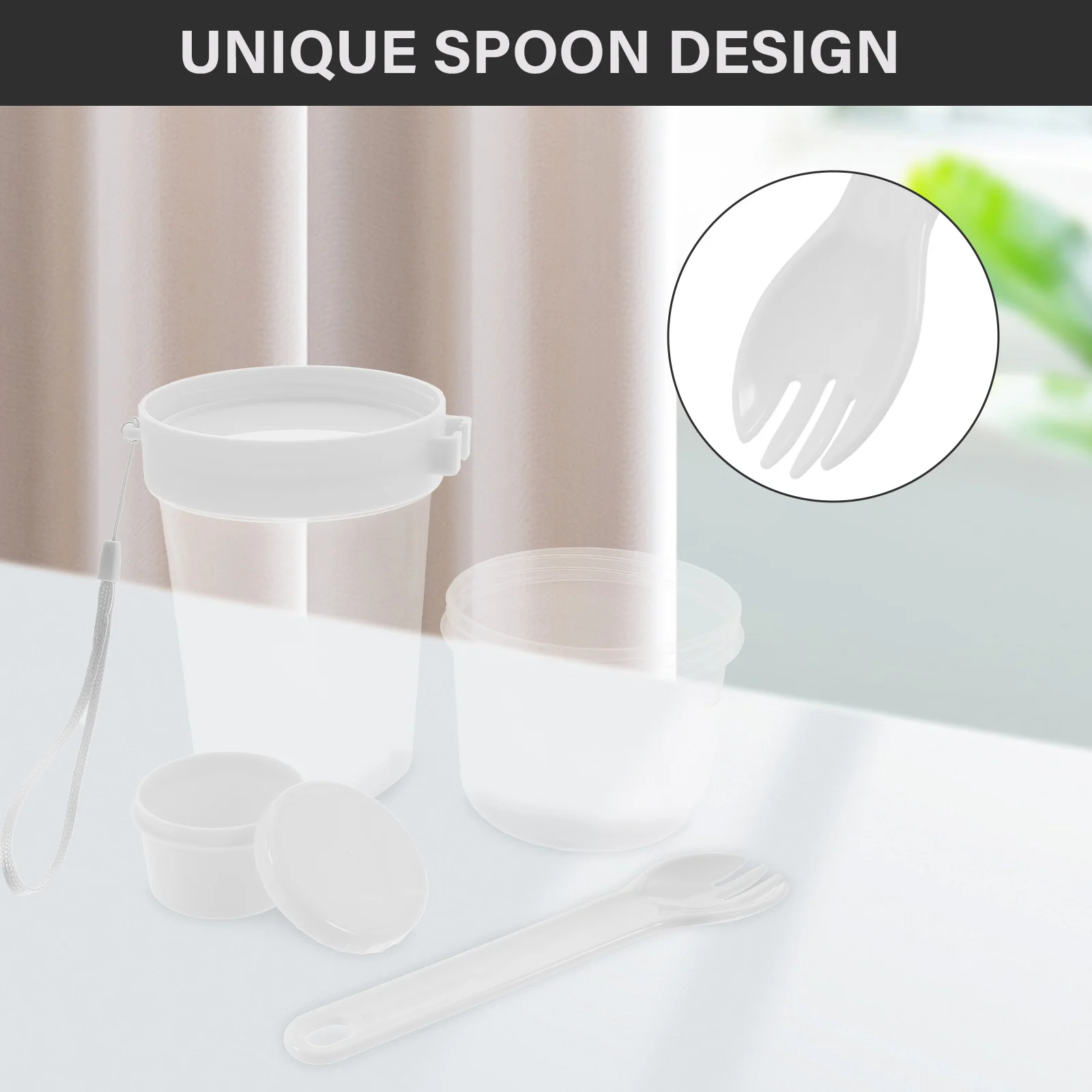 Portable Double Layer Salad Cup 300ml 500ml White Leak Proof Overnight Oats Container Spoon PP Food Jar for Yogurt Breakfast
Portable Double Layer Salad Cup 300ml 500ml White Leak Proof Overnight Oats Container Spoon PP Food Jar for Yogurt Breakfast
