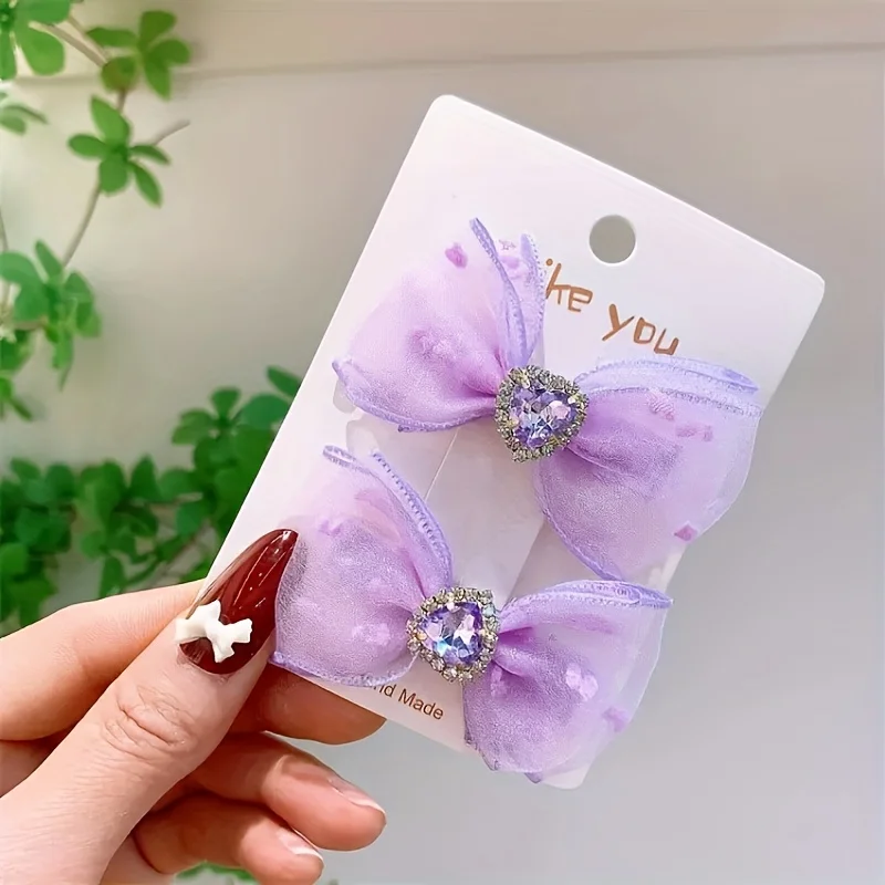 2 pieces transparent printed mesh bow love rhinestone hairpin, suitable for sweet and cute women's headgear hair accessories hairpin,
2 pieces transparent printed mesh bow love rhinestone hairpin, suitable for sweet and cute women's headgear hair accessories hairpin,