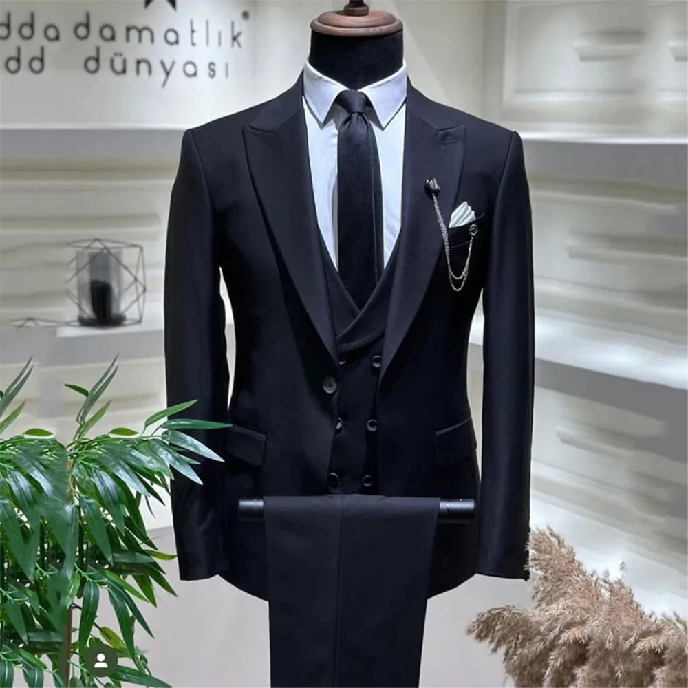 Elegant Black Suits Men Single Breasted Groom Wedding Tuxedos Bespoke Jacket Vest Pants 3 Pieces Business Banquet Dinner Clothes
Elegant Black Suits Men Single Breasted Groom Wedding Tuxedos Bespoke Jacket Vest Pants 3 Pieces Business Banquet Dinner Clothes