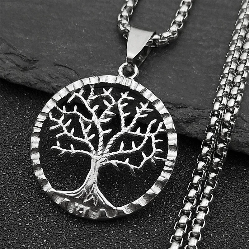 Tree of Life Stainless Steel Round Pendant Long Necklace for Women Men Silver Color Plant Necklaces Amulet Jewelry Gift
Tree of Life Stainless Steel Round Pendant Long Necklace for Women Men Silver Color Plant Necklaces Amulet Jewelry Gift