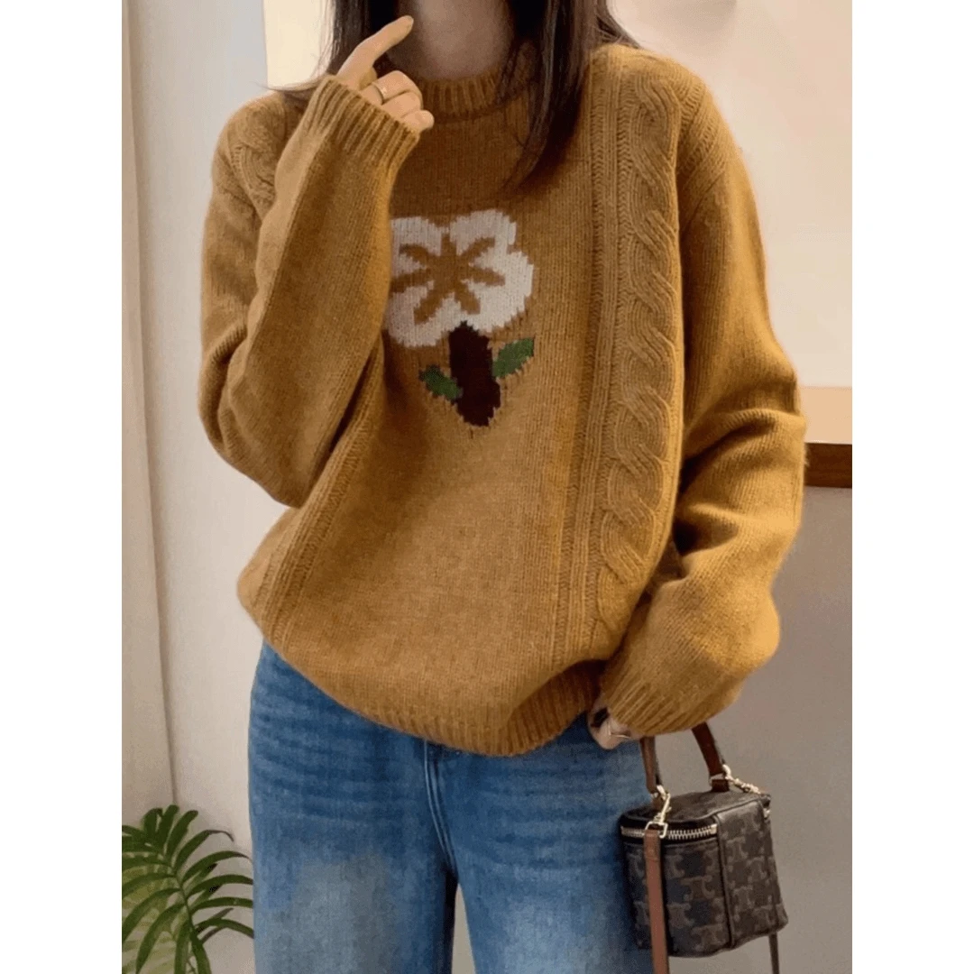 Flower Pattern Knitted Top For Women's Spring And Autumn Wear 2024 New Round Neck Casual Sweet Sweater
Flower Pattern Knitted Top For Women's Spring And Autumn Wear 2024 New Round Neck Casual Sweet Sweater