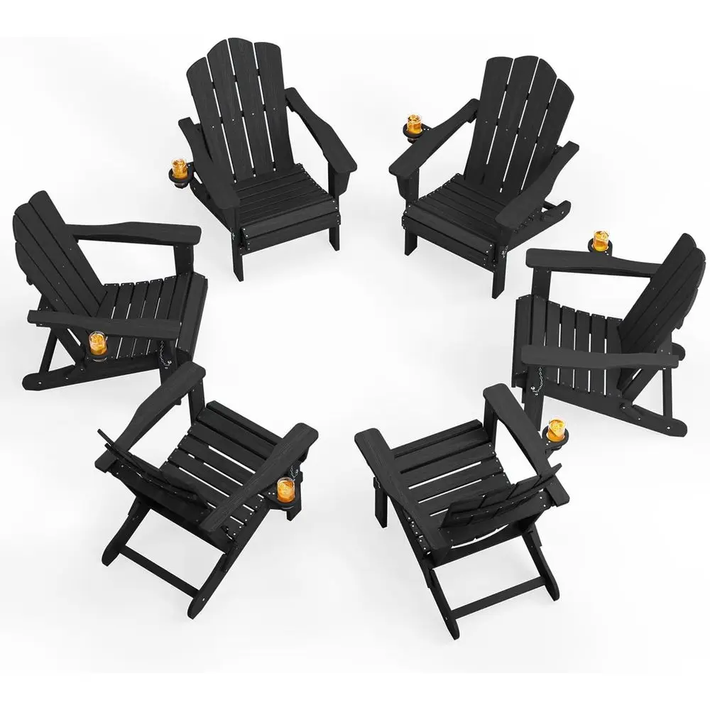 6-Piece HDPE Weather-Resistant Patio Chair Set with Cup Holders, Suitable for Fire Pit, Poolside, and Deck Use, Black
6-Piece HDPE Weather-Resistant Patio Chair Set with Cup Holders, Suitable for Fire Pit, Poolside, and Deck Use, Black