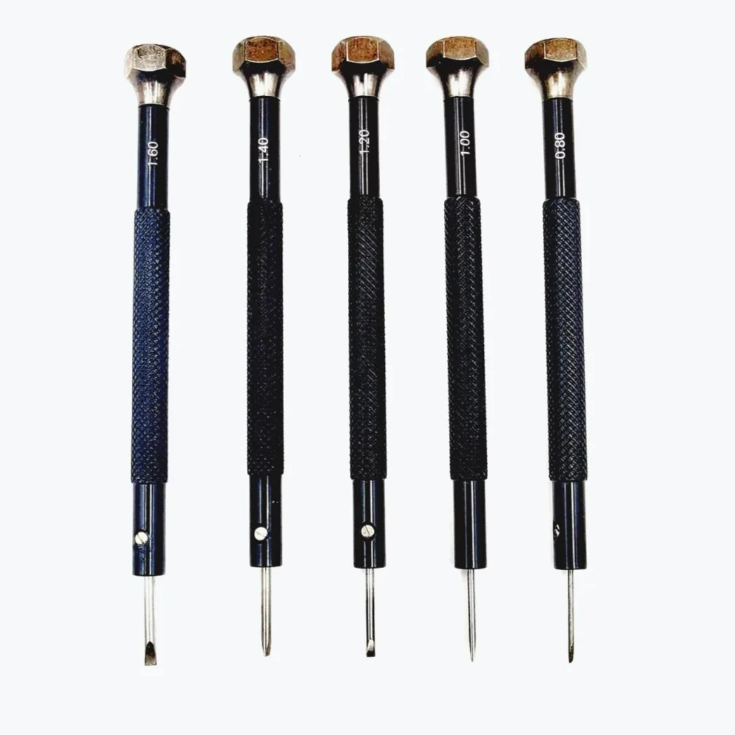 Watchmaker Screwdriver - Black Aluminum Shaft with White Steel Tip for Precision Watch Repairs
Watchmaker Screwdriver - Black Aluminum Shaft with White Steel Tip for Precision Watch Repairs