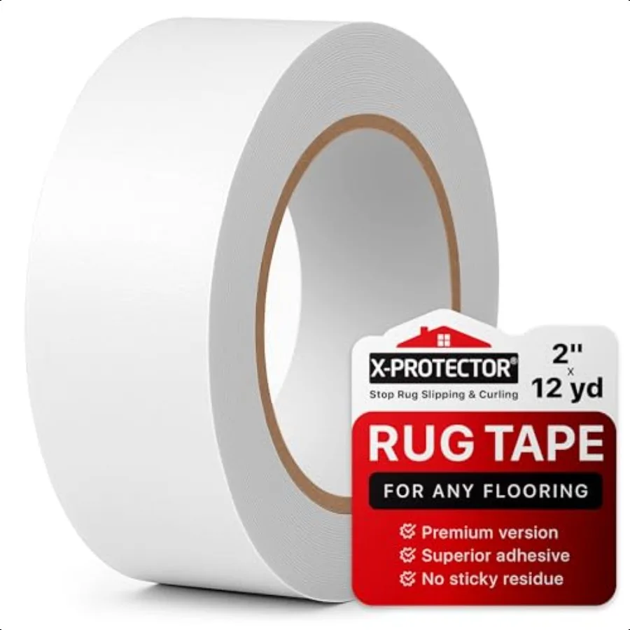 XProtector Rug Tape 12y x 2" White AntiSlip and AntiCurling Carpet Tape for Hard Floors Premium Rug Pad Gripper Ideal Carpet Co
XProtector Rug Tape 12y x 2" White AntiSlip and AntiCurling Carpet Tape for Hard Floors Premium Rug Pad Gripper Ideal Carpet Co