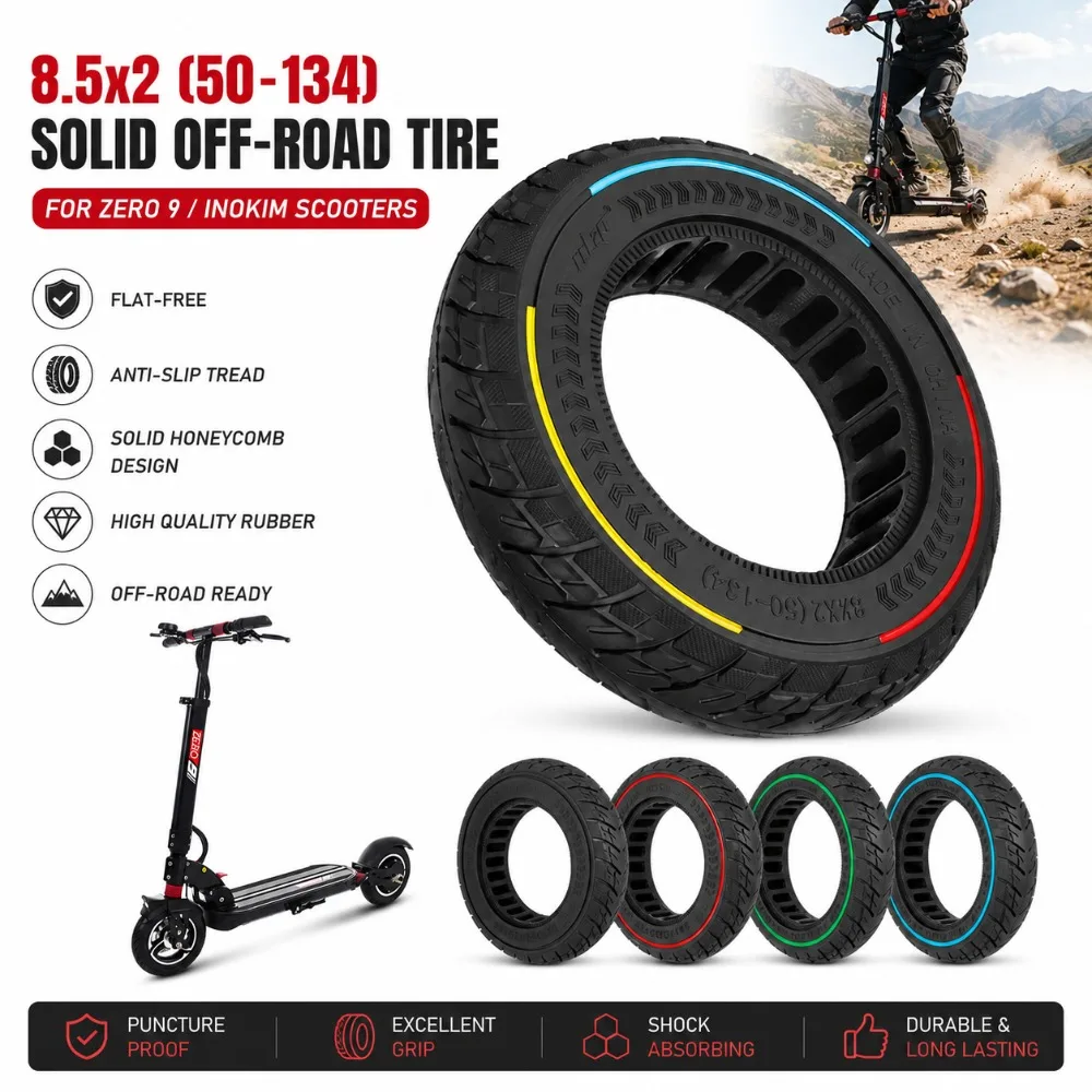 8.5*2 (50-134) Off-road Solid Tires Suitable for Zero9/Inokim Electric Scooter Explosion-proof and Anti-skid High-quality Tires
8.5*2 (50-134) Off-road Solid Tires Suitable for Zero9/Inokim Electric Scooter Explosion-proof and Anti-skid High-quality Tires