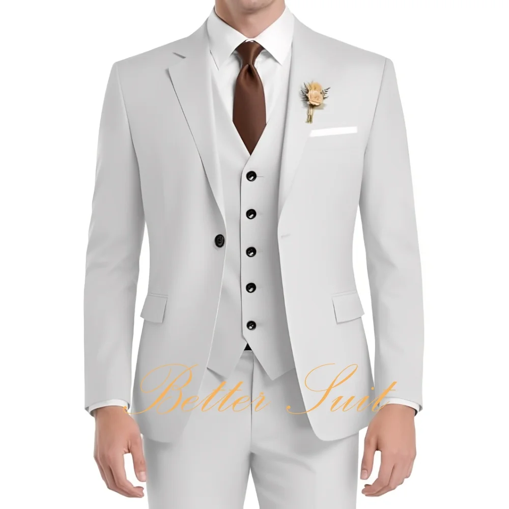 Formal Tuxedo Men 3 Piece Wedding Suit Notched Lapel Blazer Vest Pants Suit Set Elegant Slim Fit Men's Suits
Formal Tuxedo Men 3 Piece Wedding Suit Notched Lapel Blazer Vest Pants Suit Set Elegant Slim Fit Men's Suits