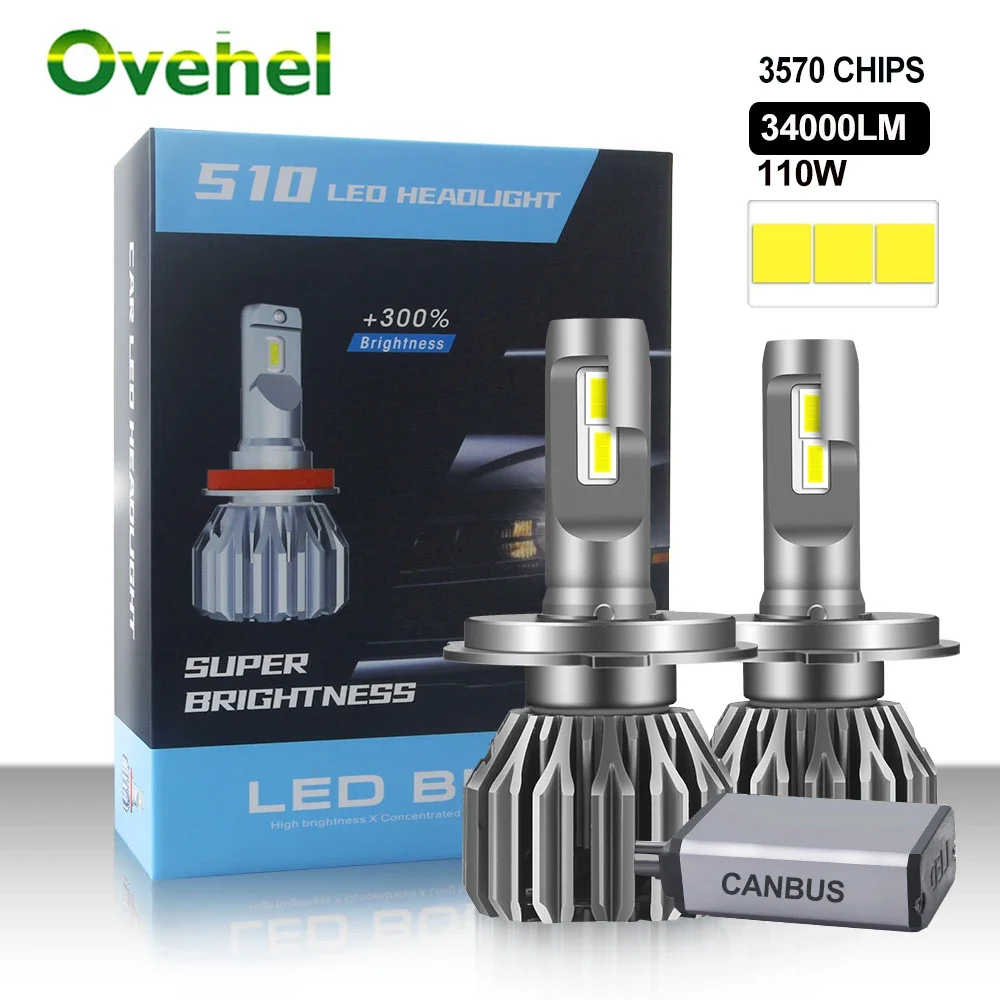 OVEHEL H7 LED Canbus110W 34000LM Headlight H4 H1 H8 H9 H11 9005 9006 Hb3 HB4 9012 Led Bulb Turbo Lamp For Car 6000K 12V
OVEHEL H7 LED Canbus110W 34000LM Headlight H4 H1 H8 H9 H11 9005 9006 Hb3 HB4 9012 Led Bulb Turbo Lamp For Car 6000K 12V