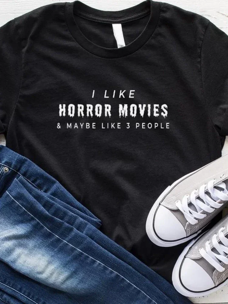 Women T Shirt I Like Horror Movies Letters Print Tshirt Women Short Sleeve O Neck Loose T-shirt Ladies Causal Tee Shirt
Women T Shirt I Like Horror Movies Letters Print Tshirt Women Short Sleeve O Neck Loose T-shirt Ladies Causal Tee Shirt