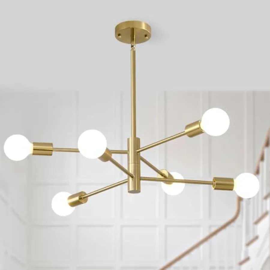 Modern Chandelier Ceiling Light Fixture, Brushed Sputnik Chandelier for Kitchen Island Bedroom Living Room, 2-Inch Mid Century
Modern Chandelier Ceiling Light Fixture, Brushed Sputnik Chandelier for Kitchen Island Bedroom Living Room, 2-Inch Mid Century