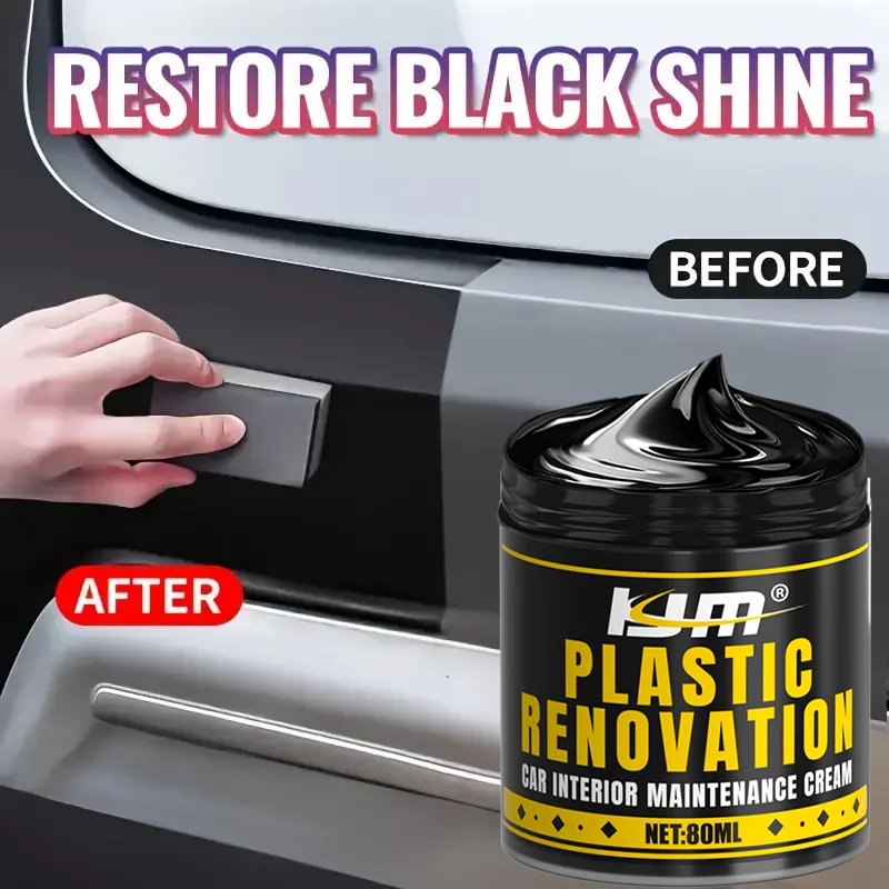 KJM Пластиковый крем для ремонта — восстановление черного блеска для пластмассового интерьера автомобиля, безвозвствительно восстанавливает выцветшие поверхности для как новый образ 
KJM Пластиковый крем для ремонта — восстановление черного блеска для пластмассового интерьера автомобиля, безвозвствительно восстанавливает выцветшие поверхности для как новый образ