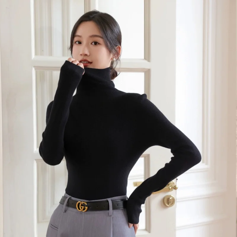 Thick Seamless High Neck Wool Blend Knitted Base Shirt Women, Autumn Winter Inner Layer, High-End Feel Pile Collar
Thick Seamless High Neck Wool Blend Knitted Base Shirt Women, Autumn Winter Inner Layer, High-End Feel Pile Collar