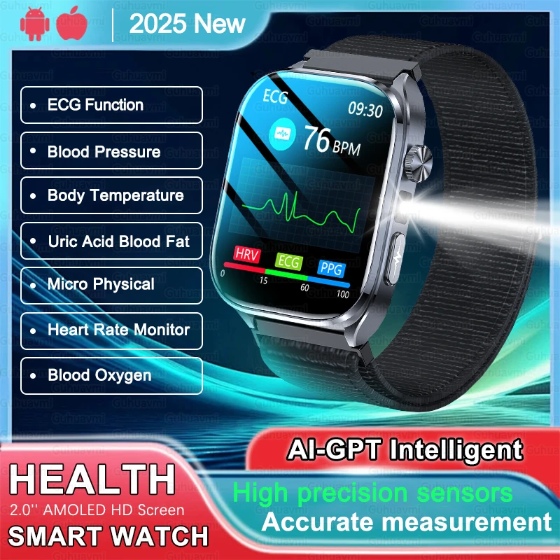 2025 New AI Scientific Diagnosis ECG Smart Watch Men 2.0'' AMOLED Ultra HD Large Screen BT Call Blood Lipid Uric Acid Smartwatch
2025 New AI Scientific Diagnosis ECG Smart Watch Men 2.0'' AMOLED Ultra HD Large Screen BT Call Blood Lipid Uric Acid Smartwatch
