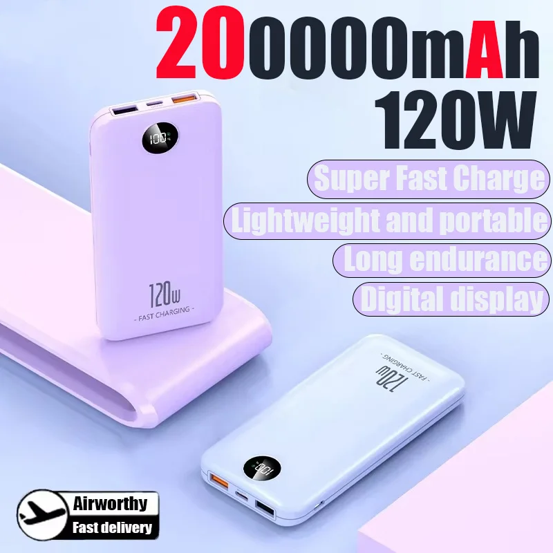 200000mAh 120W Power Bank Large-capacity Super Fast Charging Portable Long Endurance Digital Display For iPhone Samsung Huawei
200000mAh 120W Power Bank Large-capacity Super Fast Charging Portable Long Endurance Digital Display For iPhone Samsung Huawei