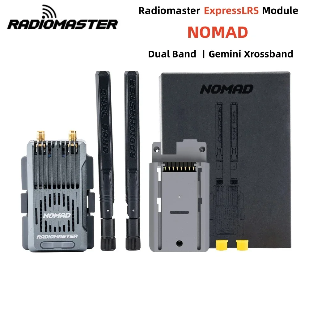Radiomaster Nomad Dual Band Gemini Xrossband ExpressLRS Module Built-in RGB light Strip With Nano/Micro Module Adapter
Radiomaster Nomad Dual Band Gemini Xrossband ExpressLRS Module Built-in RGB light Strip With Nano/Micro Module Adapter