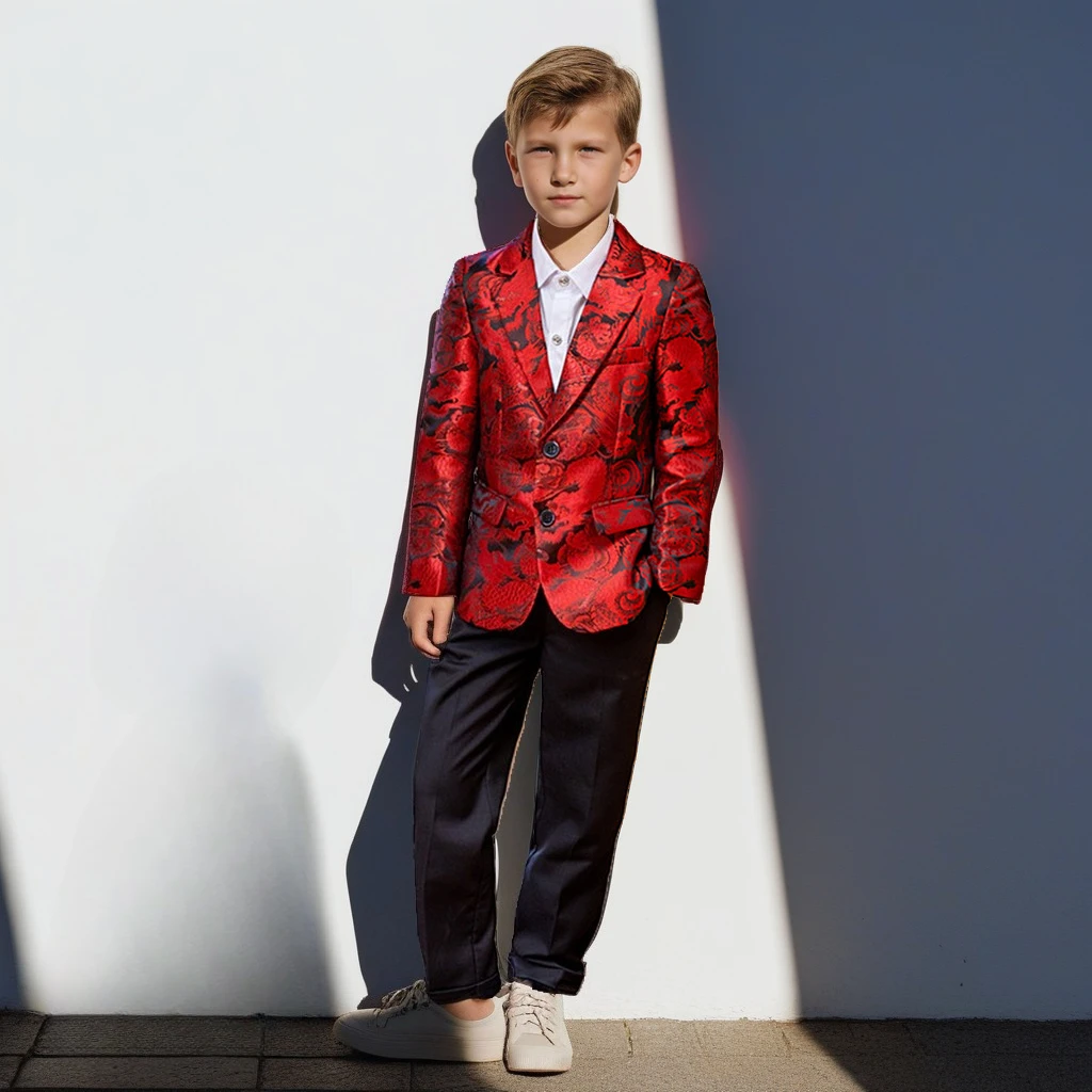 Boys Blazer Set Royal British Style Jacquard New Year Tuxedo Kids Host Performance Outfits Flower Boy Banquet Party Formal Suit
Boys Blazer Set Royal British Style Jacquard New Year Tuxedo Kids Host Performance Outfits Flower Boy Banquet Party Formal Suit