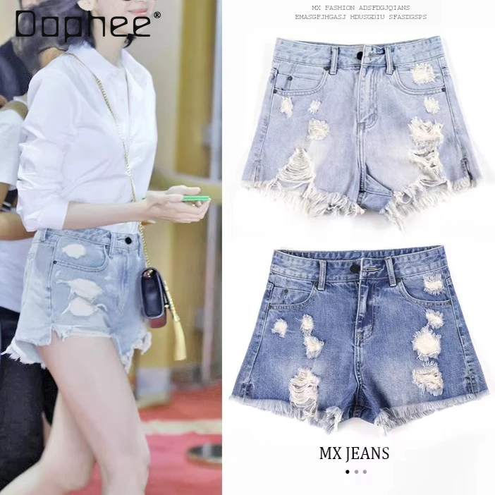 Korean Ins Trend Ripped Polished Denim Shorts Women's Summer New High Waist Slim Wide Leg Shorts Fashion Y2K Sexy Pants Female
Korean Ins Trend Ripped Polished Denim Shorts Women's Summer New High Waist Slim Wide Leg Shorts Fashion Y2K Sexy Pants Female