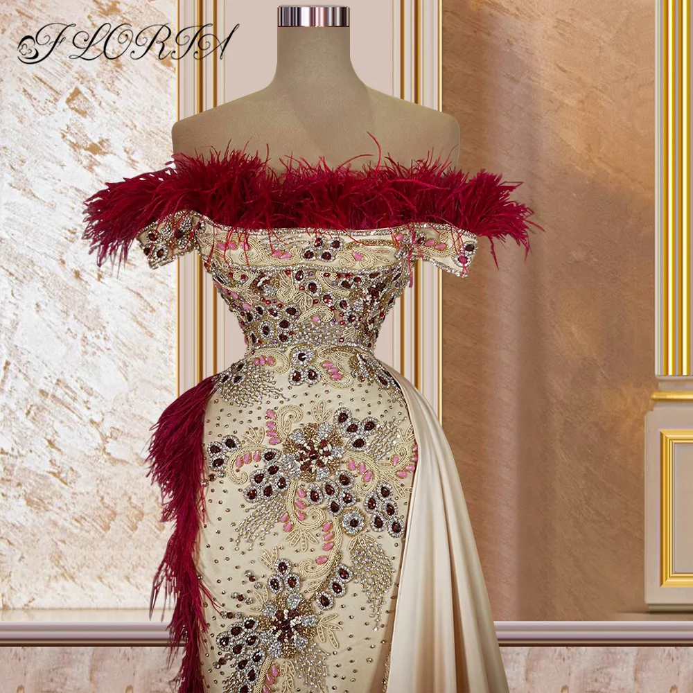 Autumn Dubai Woman Long Evening Dresses Arabic Muslim Crystal Beads Feathers Mermaid Satin Wedding Party Gown Robe De Mariee
Autumn Dubai Woman Long Evening Dresses Arabic Muslim Crystal Beads Feathers Mermaid Satin Wedding Party Gown Robe De Mariee