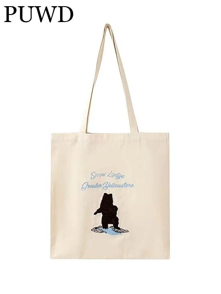 PUWD Women Canvas Bags 2023 Summer Fashion Ladies Chic Vintage Beige Bear Embroidery Bags Female Bags
PUWD Women Canvas Bags 2023 Summer Fashion Ladies Chic Vintage Beige Bear Embroidery Bags Female Bags