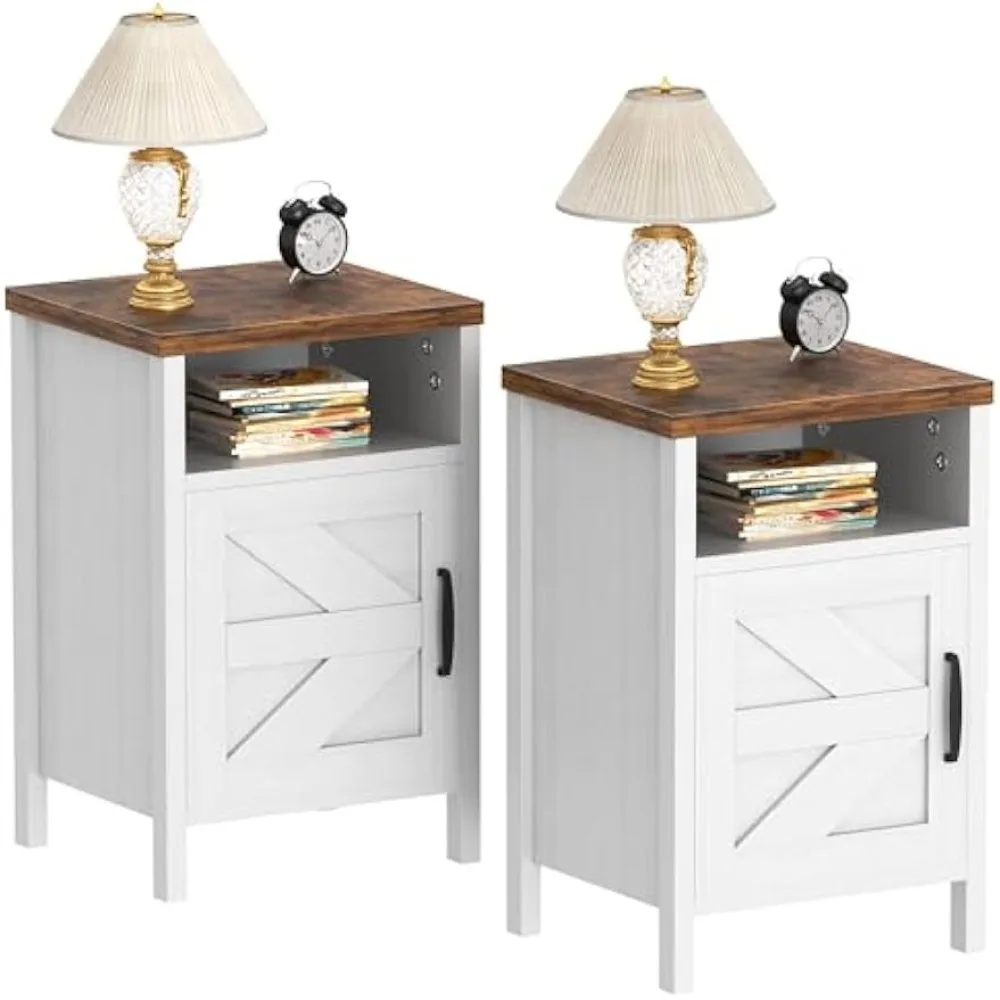 End Table, Nightstand Set of 2, Modern Bedside Table with Barn Door and Open Wood Shelf, Side Table for Small Spaces, Bedroom (
End Table, Nightstand Set of 2, Modern Bedside Table with Barn Door and Open Wood Shelf, Side Table for Small Spaces, Bedroom (