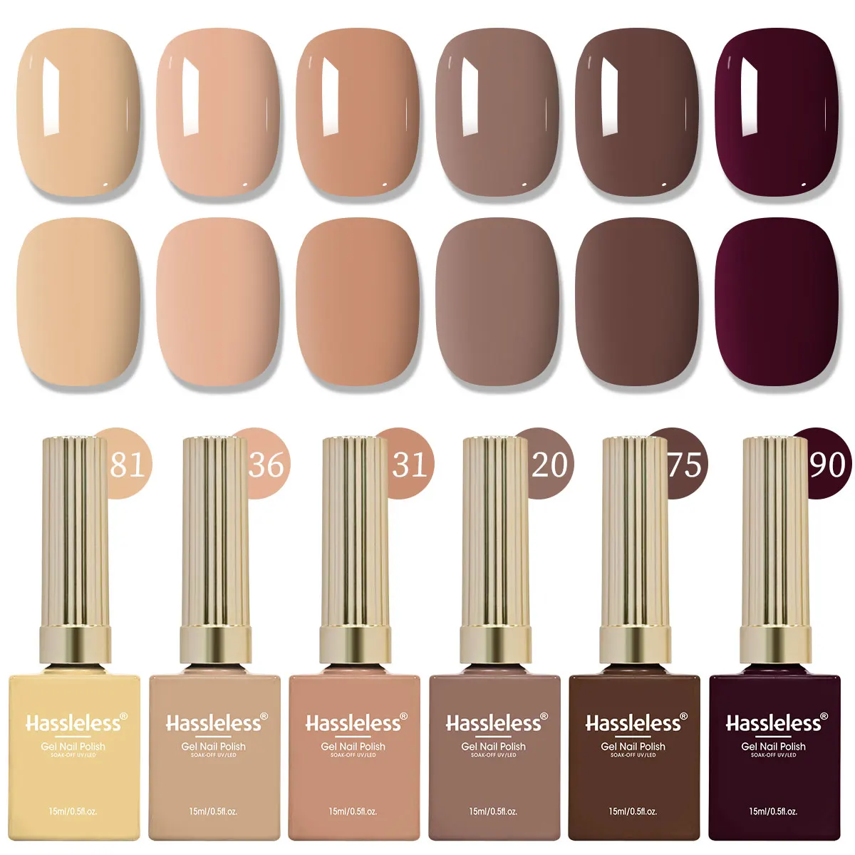 Набор гель-лаков для ногтей из 6 штук: стильное осенне-зимнее сочетание однотонных гель-лаков. Гладкий
Набор гель-лаков для ногтей из 6 штук: стильное осенне-зимнее сочетание однотонных гель-лаков. Гладкий