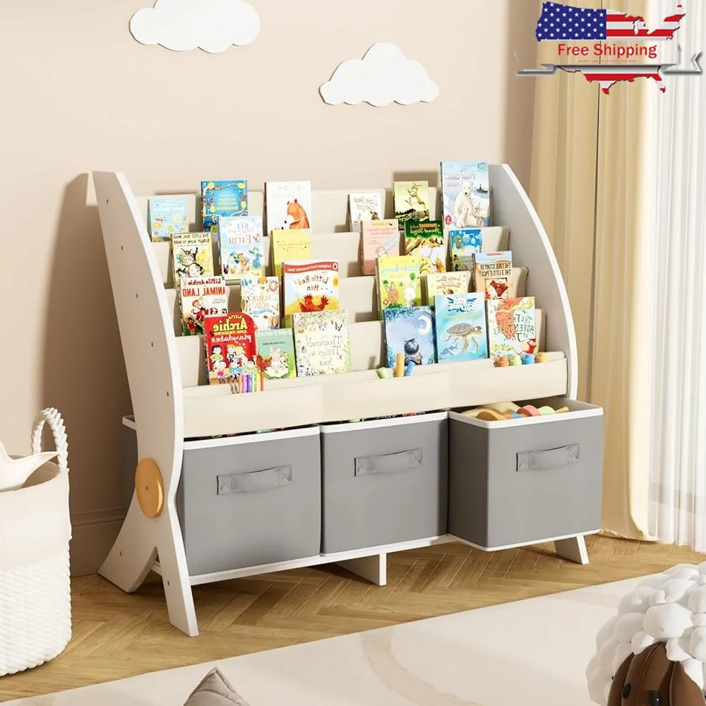 Kids Bookshelf Toy Storage Organizer 5-Tier Non-Woven Bookcase Durable Montessori Style Easy Assembly Toddlers Nursery Room
Kids Bookshelf Toy Storage Organizer 5-Tier Non-Woven Bookcase Durable Montessori Style Easy Assembly Toddlers Nursery Room