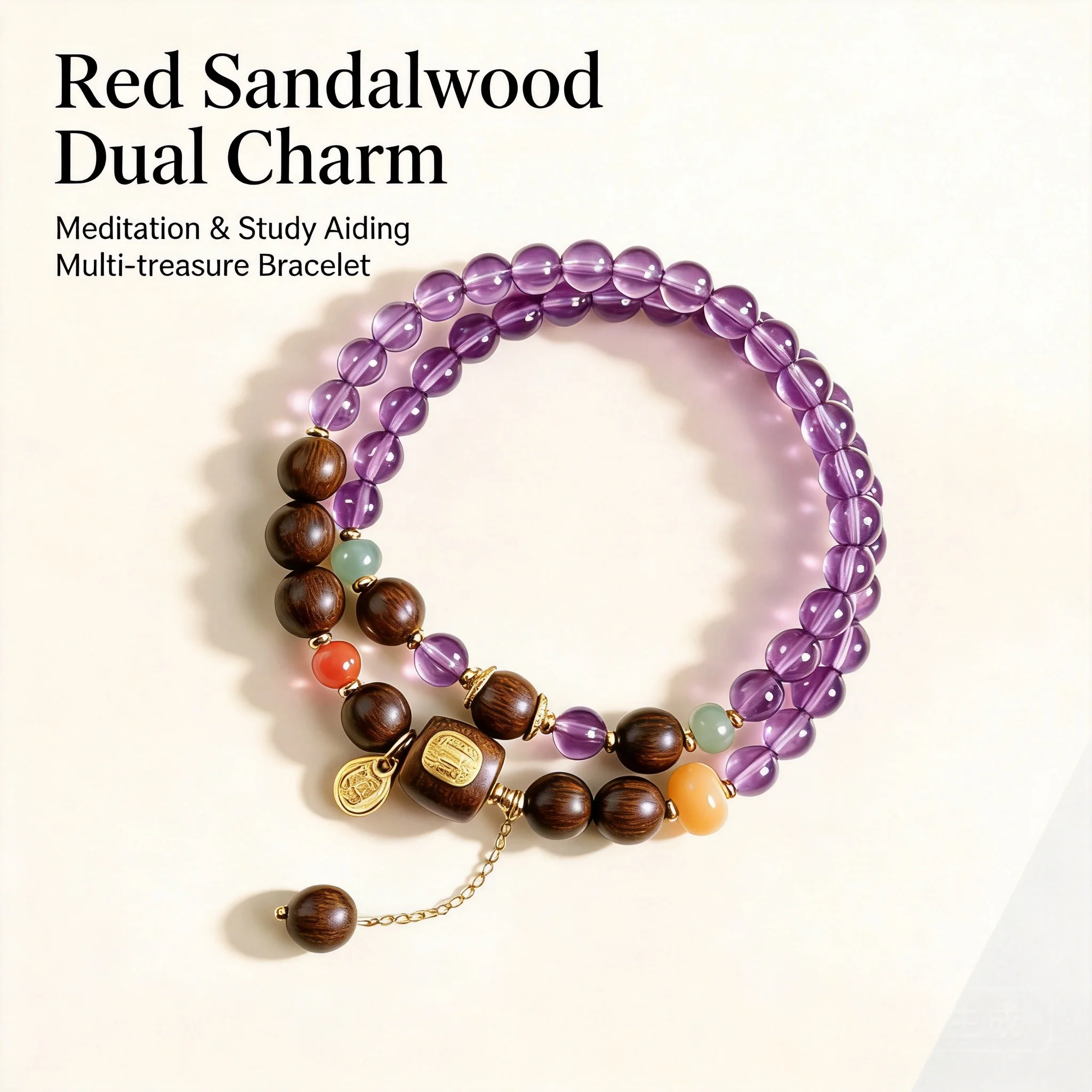 Chinese Style Natural Amethyst Beaded Bracelet For Women Vintage Golden Sandalwood Lucky Blessing Feng Shui Good Luck Good Fortu
Chinese Style Natural Amethyst Beaded Bracelet For Women Vintage Golden Sandalwood Lucky Blessing Feng Shui Good Luck Good Fortu
