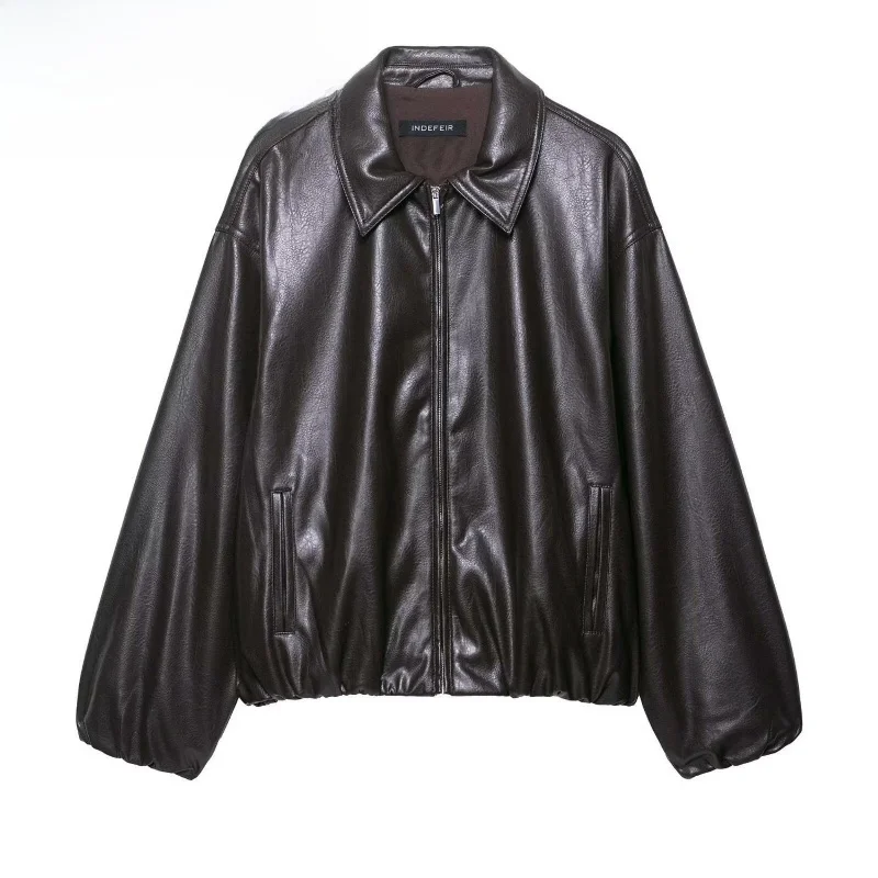 Casual Loose Pilot Jaet Outerwear Long Sve Turn-down Collar ort Sle Zipper Closure Other Material 00% Women's Coat
Casual Loose Pilot Jaet Outerwear Long Sve Turn-down Collar ort Sle Zipper Closure Other Material 00% Women's Coat