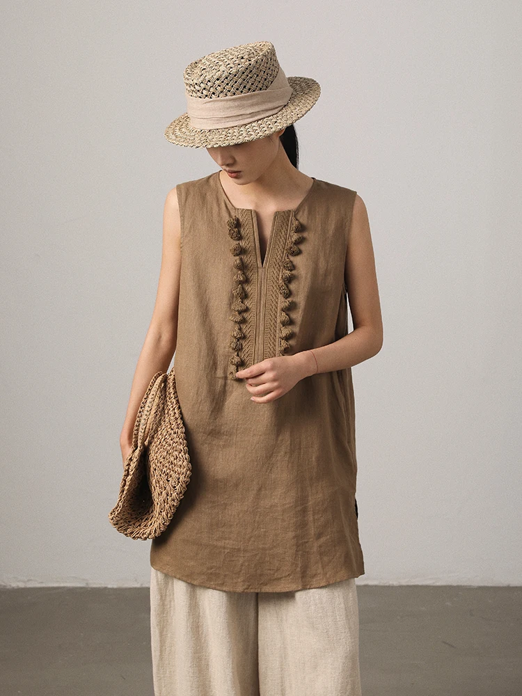 Vimore Linen Off-oulder Vest n Frill Trim Loose Fit Vest Small V-Ne Svel Women's Summer Faion Casual Wear
Vimore Linen Off-oulder Vest n Frill Trim Loose Fit Vest Small V-Ne Svel Women's Summer Faion Casual Wear