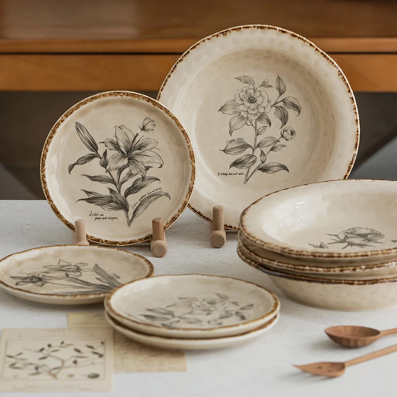 Ceramic set, European-style light luxury, retro western restaurant, steak, pasta, cake, salad shallow plate китайская посуда
Ceramic set, European-style light luxury, retro western restaurant, steak, pasta, cake, salad shallow plate китайская посуда