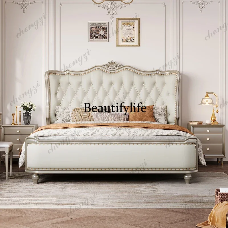PPP Leather American Bed Solid Wood Wedding Modern Light Luxury Design Trendy Princess Bed Sleeping Unique Beliche Salon Furnitu
PPP Leather American Bed Solid Wood Wedding Modern Light Luxury Design Trendy Princess Bed Sleeping Unique Beliche Salon Furnitu