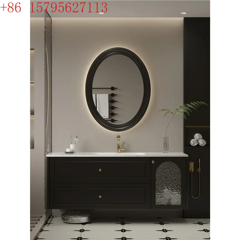 French retro bathroom cabinet combination rock slab hot bending integrated washbasin
French retro bathroom cabinet combination rock slab hot bending integrated washbasin