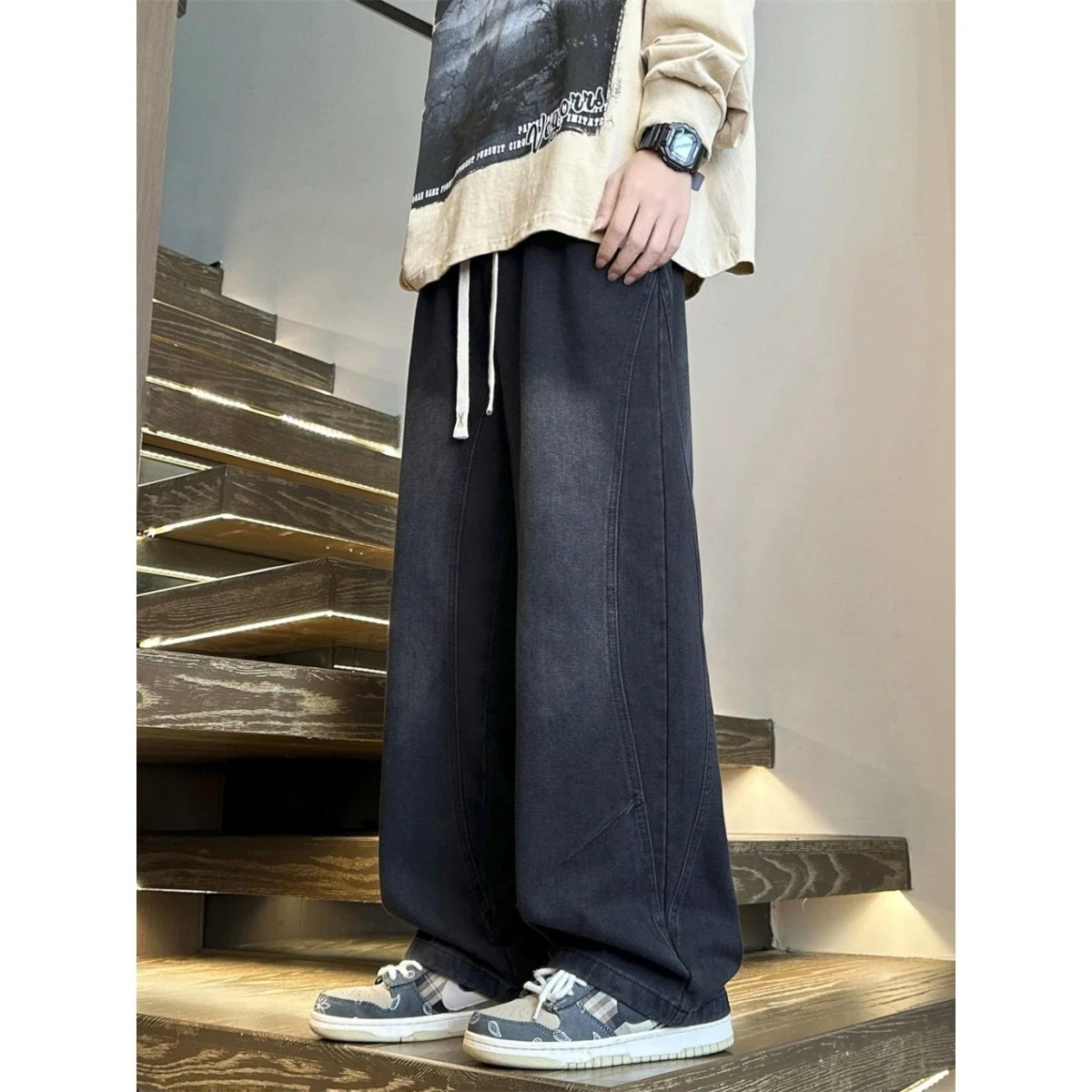 Retro Blue Elastic Waist Flared Jeans Men Loose Straight Workwear Pants American High Street Knife Wide Leg Pants
Retro Blue Elastic Waist Flared Jeans Men Loose Straight Workwear Pants American High Street Knife Wide Leg Pants