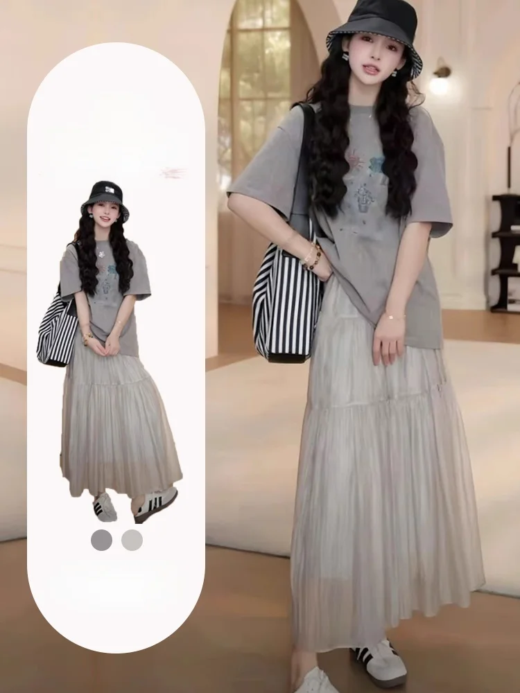 Summer New plus Size Cartoon Short Sleeve T-Shirt Thin Mesh Half Skirt Fashionable Set High Waist Midi Skirt Lightweight T-Shirt
Summer New plus Size Cartoon Short Sleeve T-Shirt Thin Mesh Half Skirt Fashionable Set High Waist Midi Skirt Lightweight T-Shirt