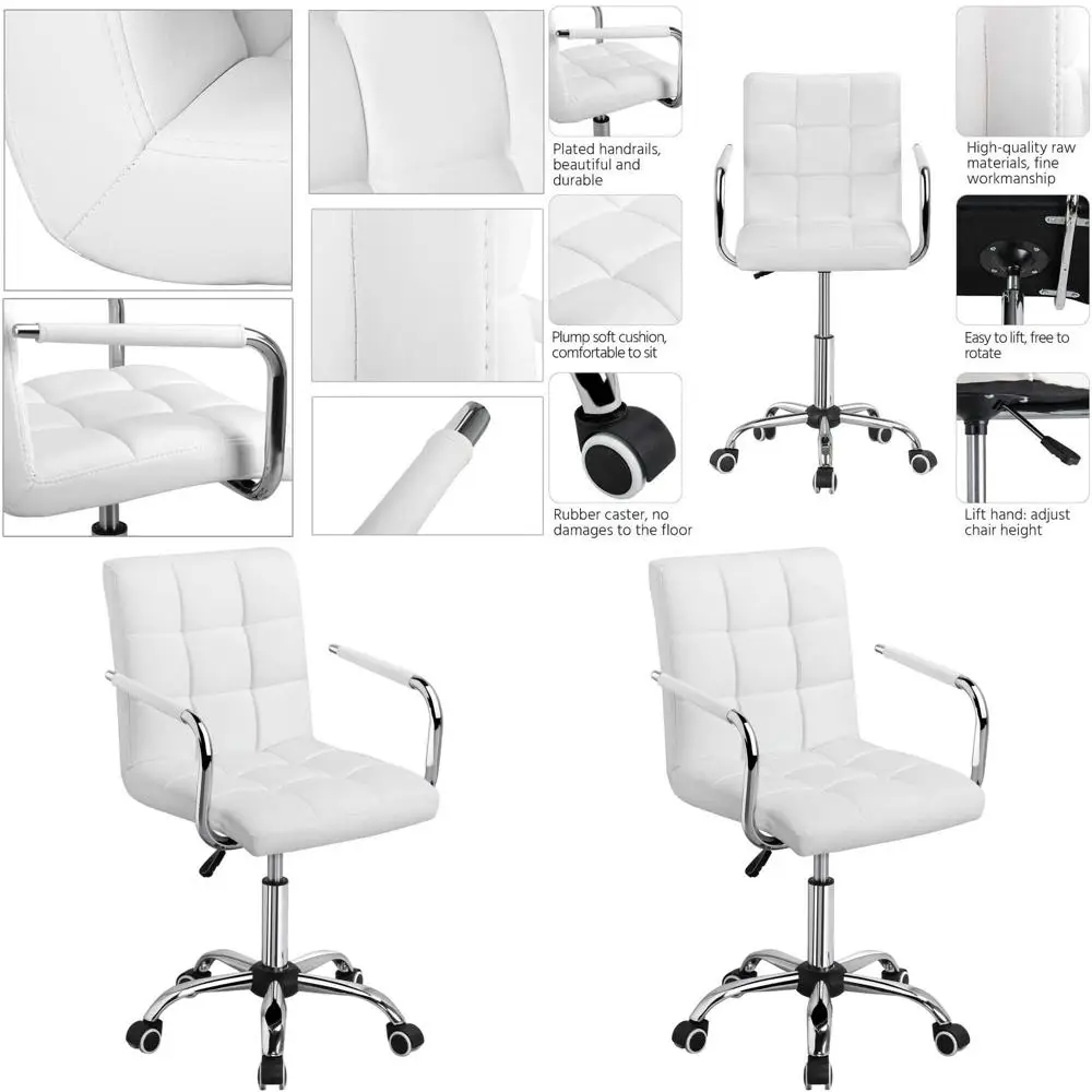 Modern PU Leather Swivel Chair with Wheels and Armrests - Adjustable Mid-Back Office Desk Chair for Home & Executive Use
Modern PU Leather Swivel Chair with Wheels and Armrests - Adjustable Mid-Back Office Desk Chair for Home & Executive Use