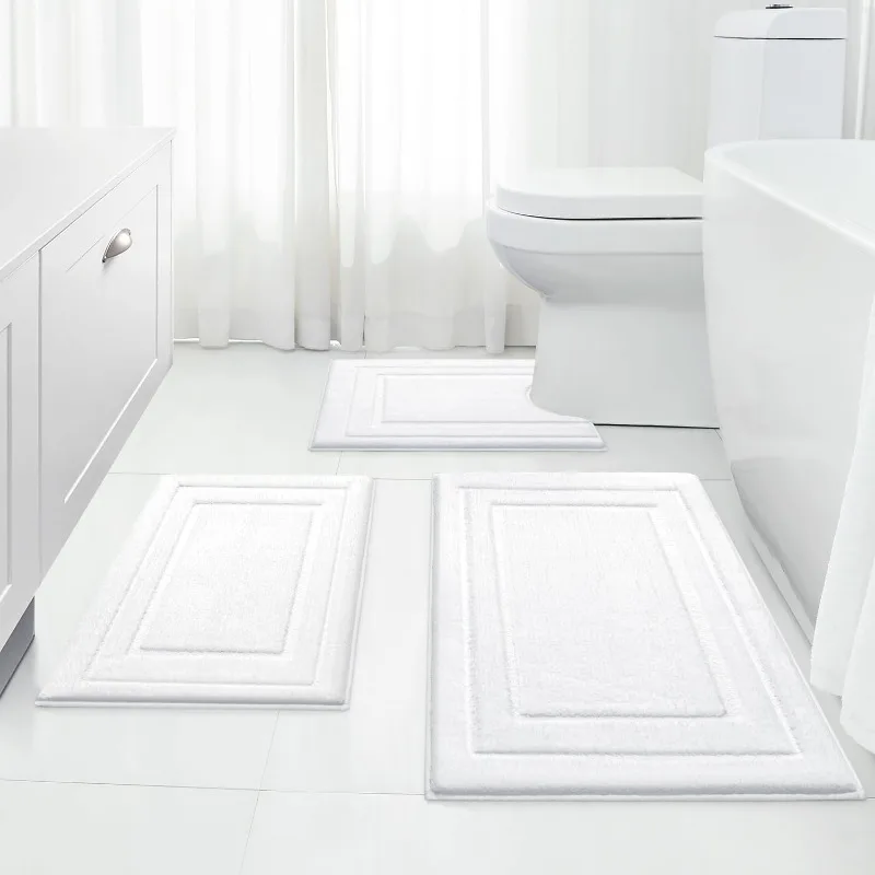 Bathroom Rugs Sets 3 Piece, Super Soft and Absorbent Non Slip Microfiber Toilet Bath Mat with U-Shaped (White)
Bathroom Rugs Sets 3 Piece, Super Soft and Absorbent Non Slip Microfiber Toilet Bath Mat with U-Shaped (White)