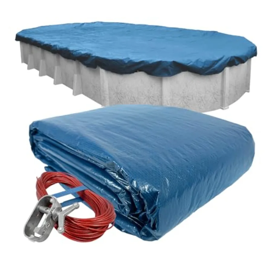 Above Ground Pools winter cover, heavy duty blue polyethylene, 18 x 33 ft oval with 4 ft overlap 22 x 37 ft,8 x 8 scrim, 2.36 o
Above Ground Pools winter cover, heavy duty blue polyethylene, 18 x 33 ft oval with 4 ft overlap 22 x 37 ft,8 x 8 scrim, 2.36 o