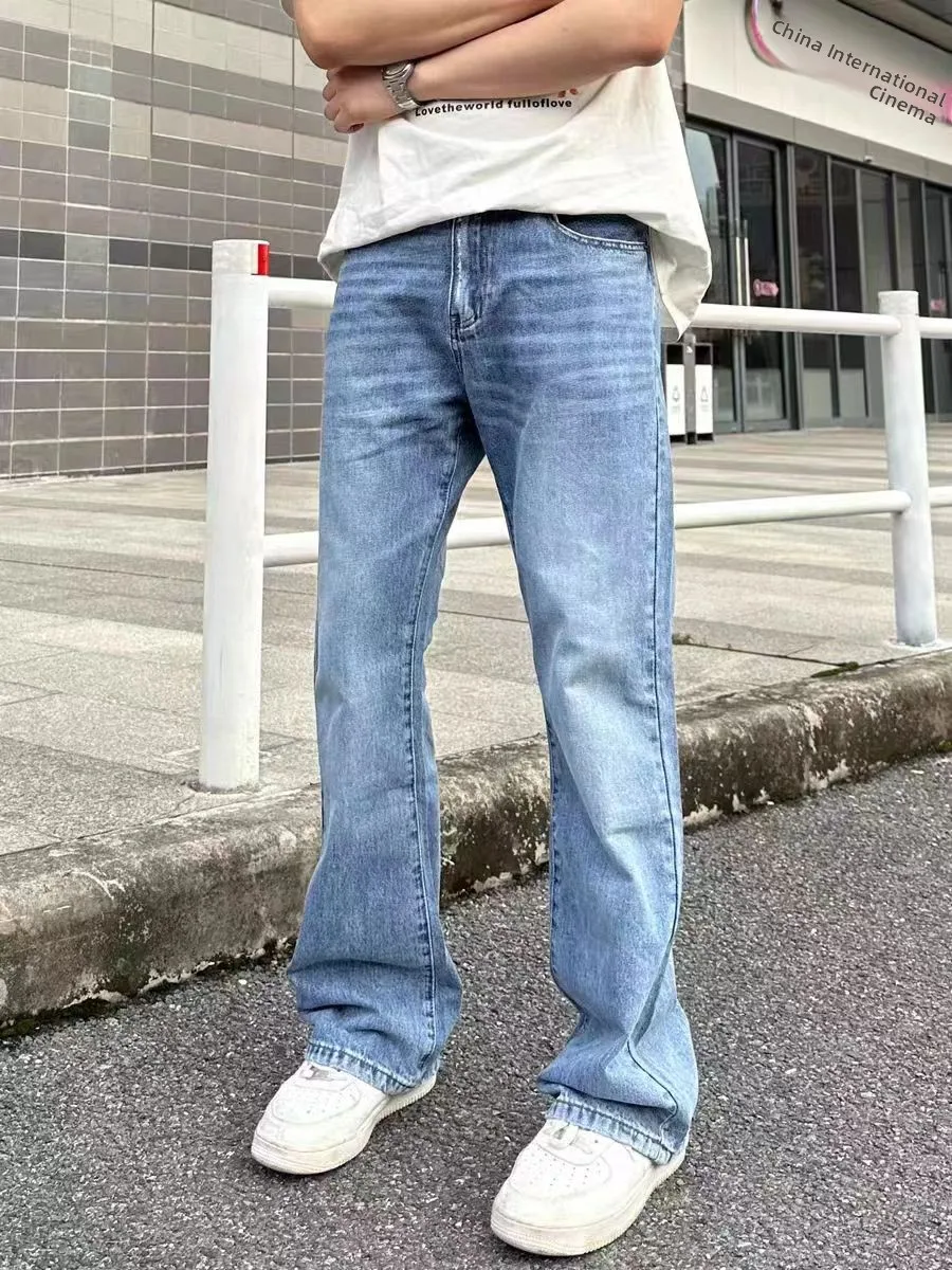 Retro American High Street Men's Jeans Vintage Washed Light Blue Faded Micro Flared Clean Fit Long Trousers Casual Straight Leg
Retro American High Street Men's Jeans Vintage Washed Light Blue Faded Micro Flared Clean Fit Long Trousers Casual Straight Leg