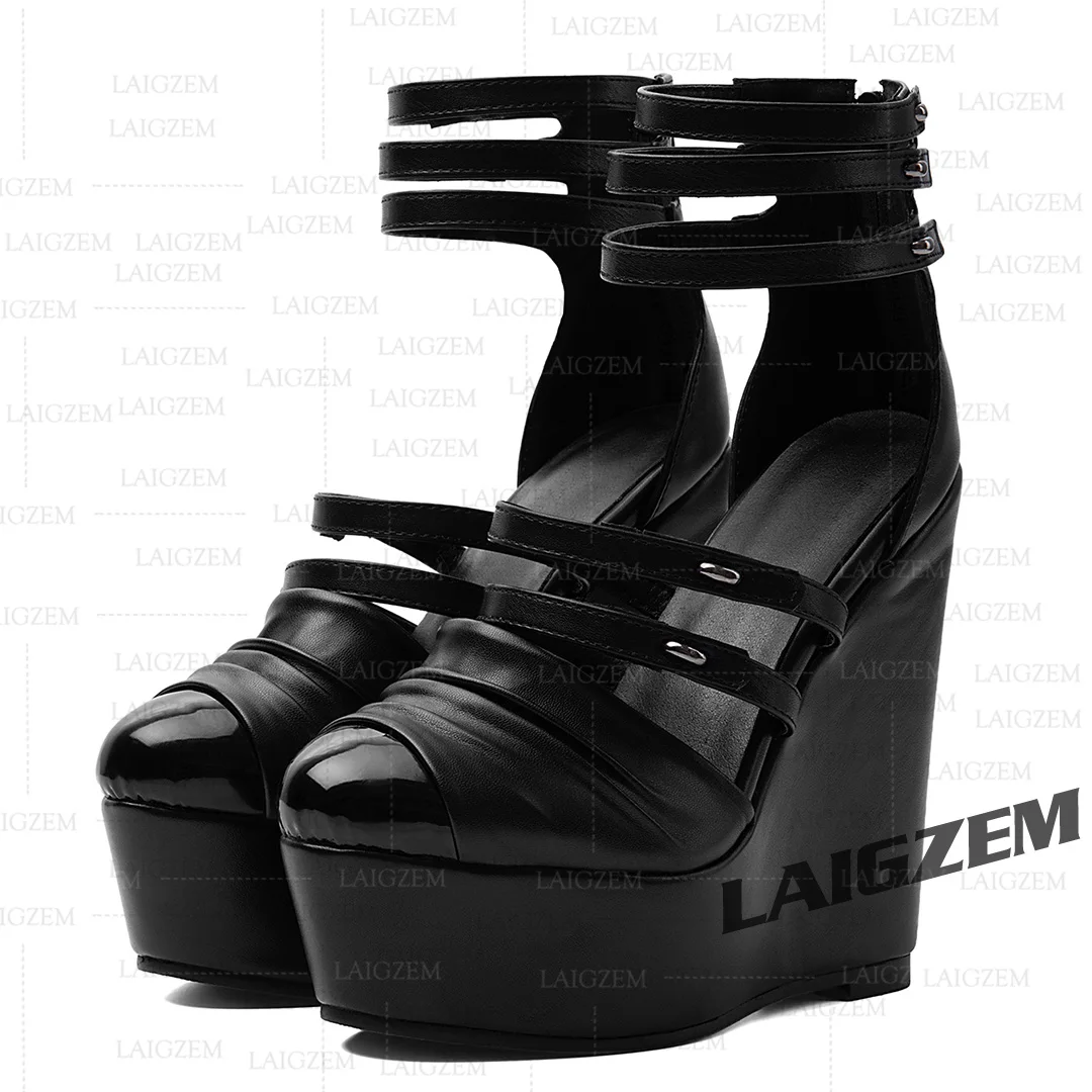 LAIGZEM Women Sandals Platform Wedges Ankle Strap Back Zip Up Pumps Party Faux Leather Female Shoes Woman Big Size 41 43 52
LAIGZEM Women Sandals Platform Wedges Ankle Strap Back Zip Up Pumps Party Faux Leather Female Shoes Woman Big Size 41 43 52