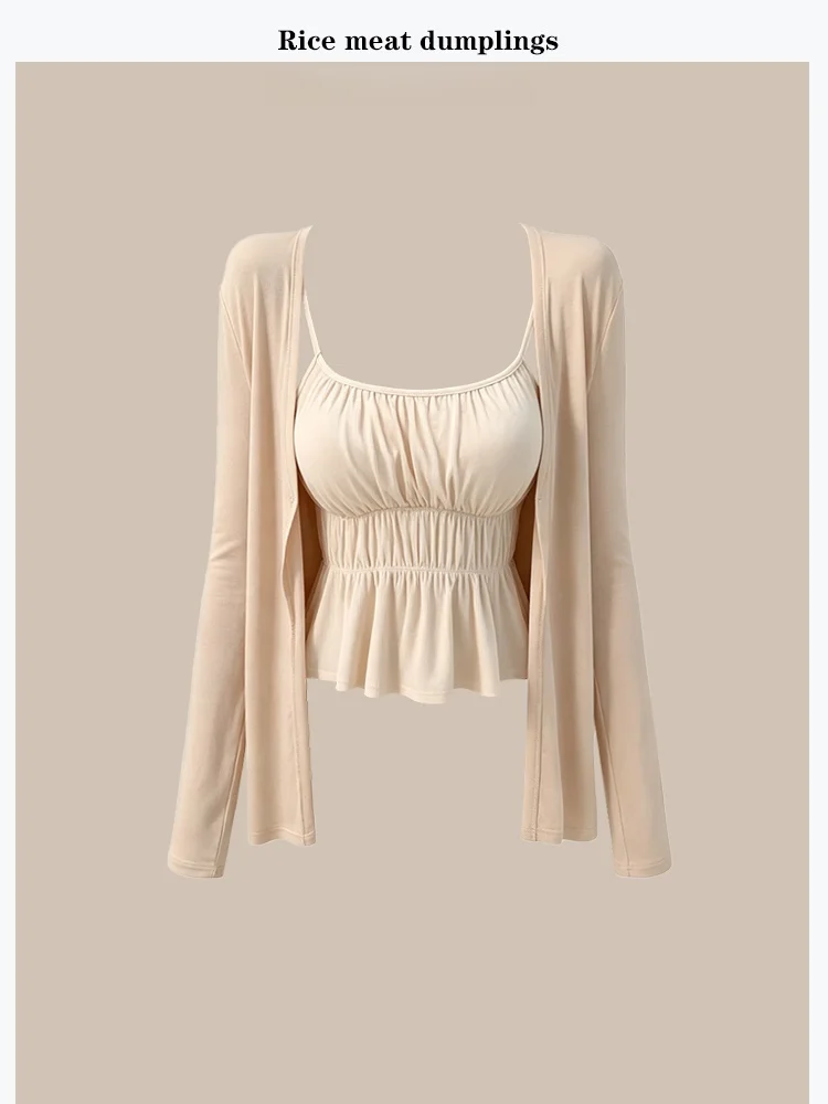 Summer Breathable Lightweight Sun Protection Sister Style Soft Wind Blouse And Cardigan Two-Piece Set with Chest Pad Pleated
Summer Breathable Lightweight Sun Protection Sister Style Soft Wind Blouse And Cardigan Two-Piece Set with Chest Pad Pleated