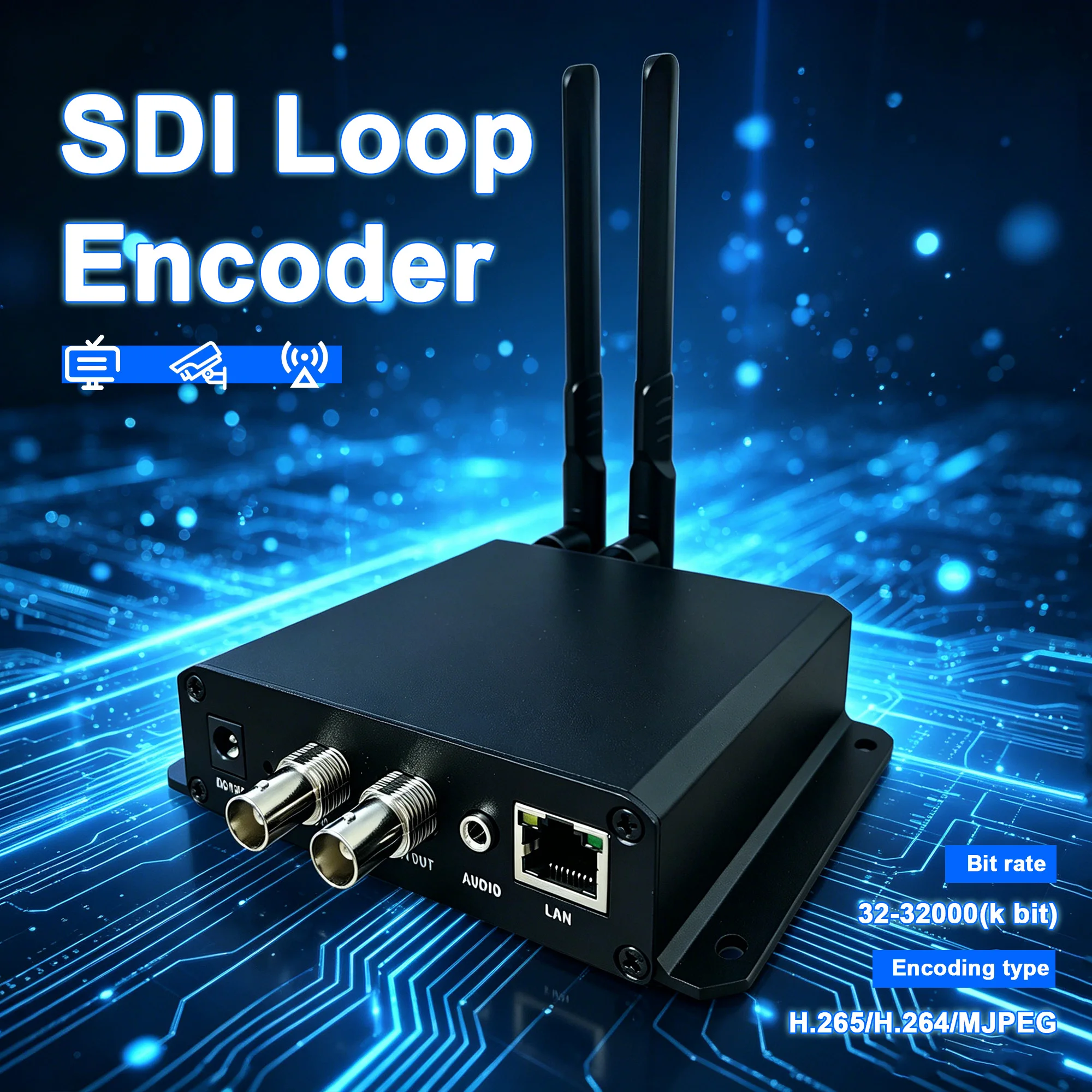 SDI Loop-Out Real-Time Encoder,H.264/H.265, 3G HD SD-SDI Capture Card, Portable Digital HD SDI Camera to IP Converter, IPTV