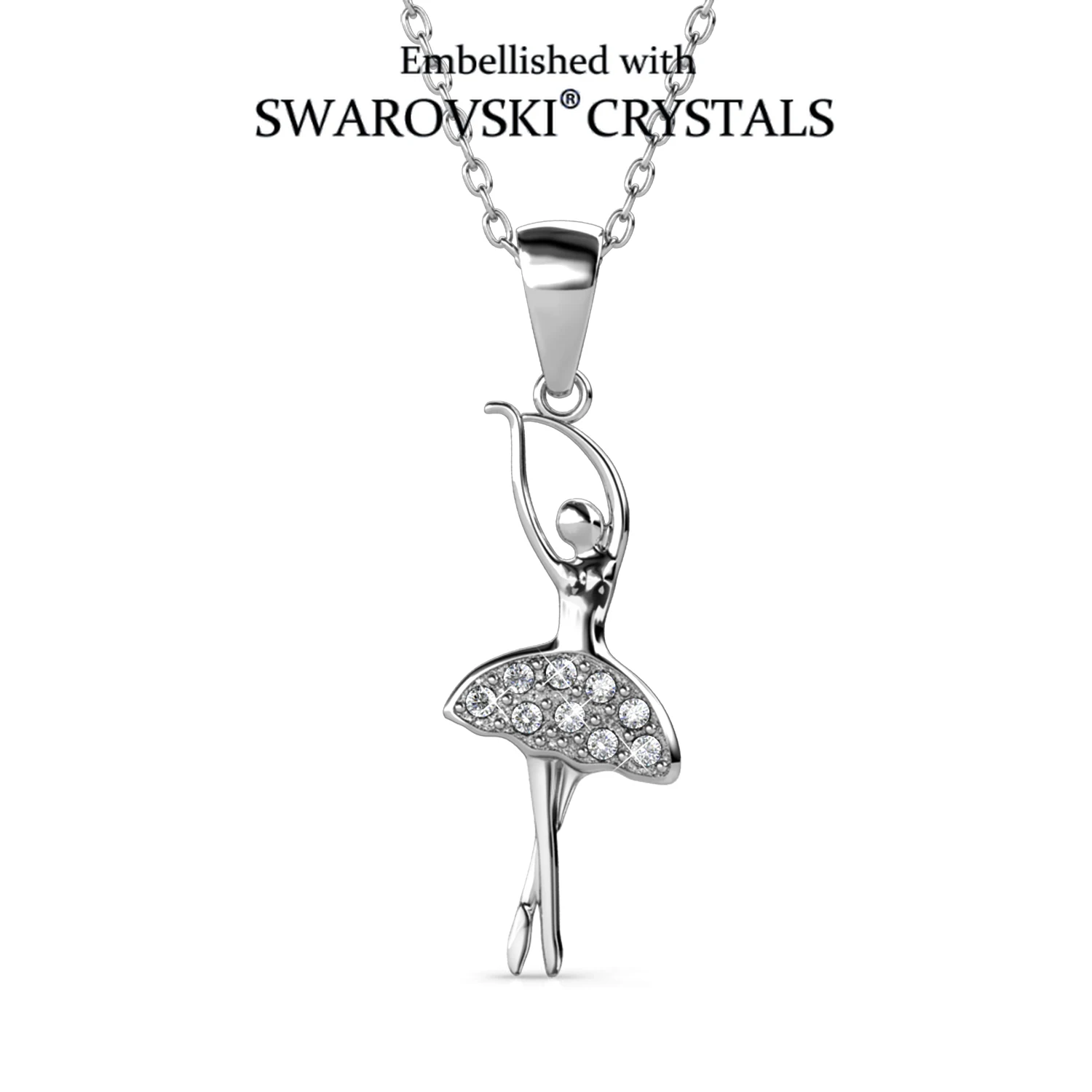 Кулон-фигурка балерины с кристаллами Swarovski, медное серебряное покрытие, женское украшение, изящный подарок для любительниц танцев
Кулон-фигурка балерины с кристаллами Swarovski, медное серебряное покрытие, женское украшение, изящный подарок для любительниц танцев