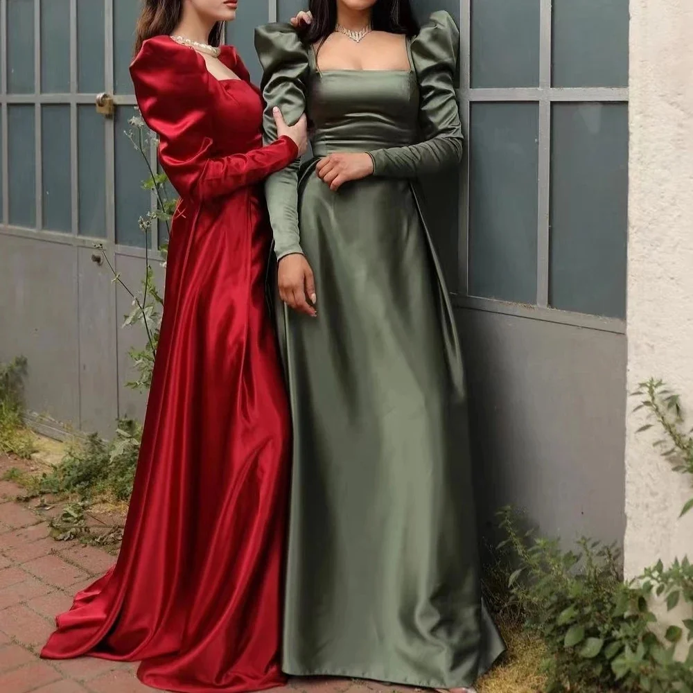 Evening Dresses 2024 Elegant Square Neck Satin A Line Long Sleeve Abendkleid Prom Party Dresses
Evening Dresses 2024 Elegant Square Neck Satin A Line Long Sleeve Abendkleid Prom Party Dresses