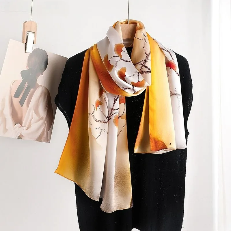 100% Mulberry Silk Long Scarf for Women Oblong Shawls for Headscarf Neck- Oblong Hair Wraps Gift Packed Orange Ginkgo Leaf Print
100% Mulberry Silk Long Scarf for Women Oblong Shawls for Headscarf Neck- Oblong Hair Wraps Gift Packed Orange Ginkgo Leaf Print