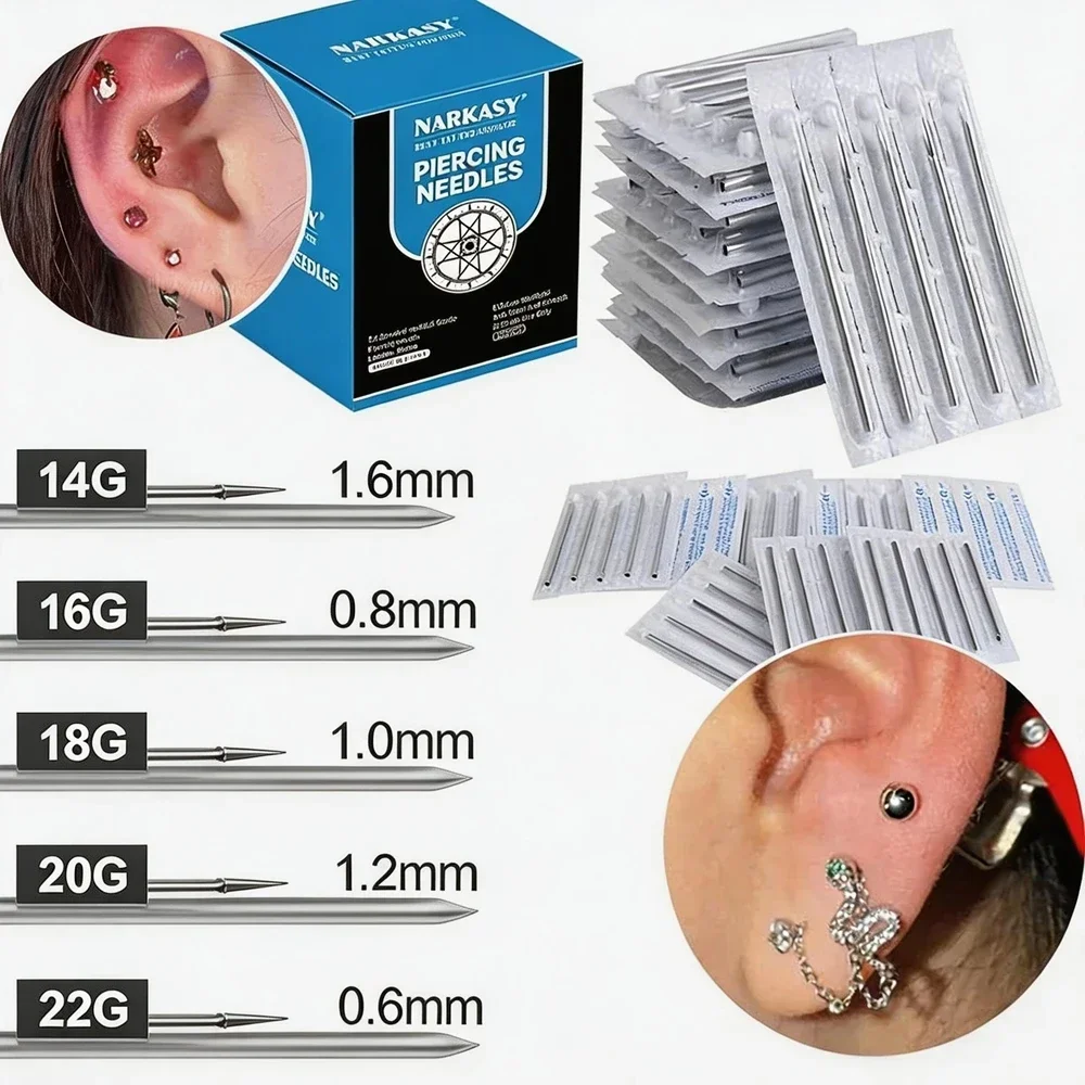 NARKASY 300/200/100PCS Stainless Steel Piercing Accessories Disposable Needle Tattoo Navel Piercing Needle Piercing Nose Stud
NARKASY 300/200/100PCS Stainless Steel Piercing Accessories Disposable Needle Tattoo Navel Piercing Needle Piercing Nose Stud