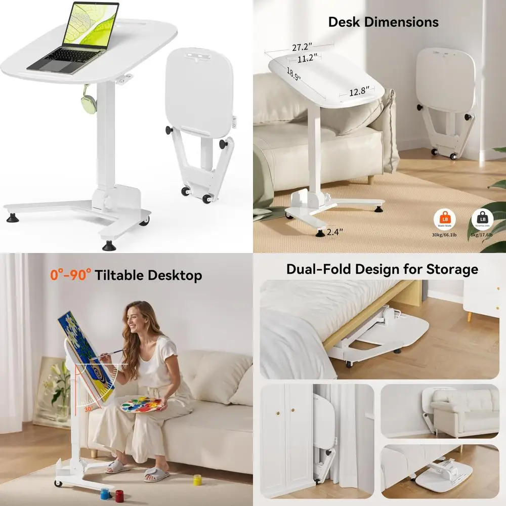 Adjustable Height Pneumatic Mobile Desk with 90° Swivel Tabletop, 27.2x18.9 Inch Compact Laptop Desk 
Adjustable Height Pneumatic Mobile Desk with 90° Swivel Tabletop, 27.2x18.9 Inch Compact Laptop Desk