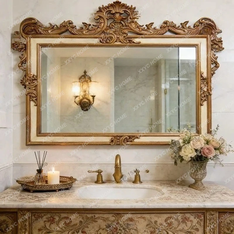 L retro carved bathroom mirror wall hanging porch fireplace square decorative mirror
L retro carved bathroom mirror wall hanging porch fireplace square decorative mirror